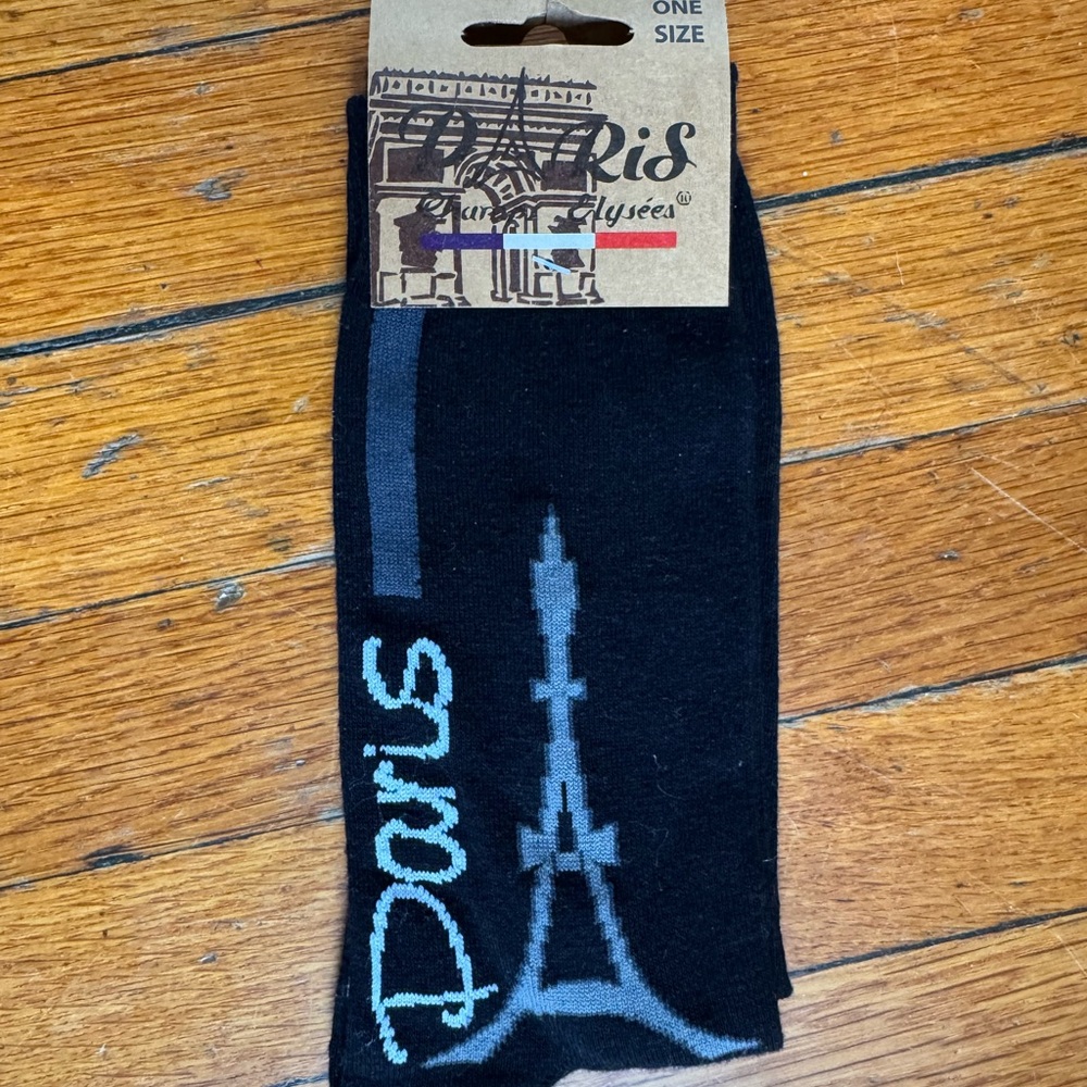 Paris black socks, NWT, one size